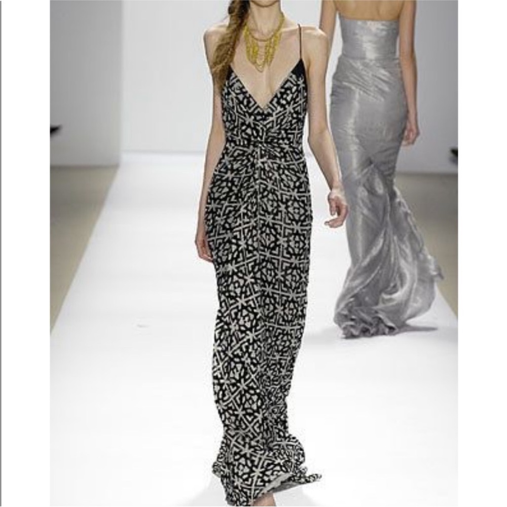 Nicole Miller Black and White Beaded runway gown sz 4